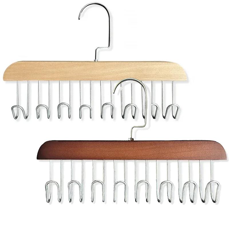 1/1pc Wooden Sling Hanger Organizer with Multiple Hook Multi-functional Women Storage Bra Hanger Home Wardrobe Storage Rack