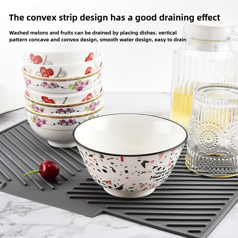 Dish Drying Mat-Silicone Drying Pad for Kitchen Counter,  Non-Slip Drain Pad High-temperature Resistant Kitchen Gadget