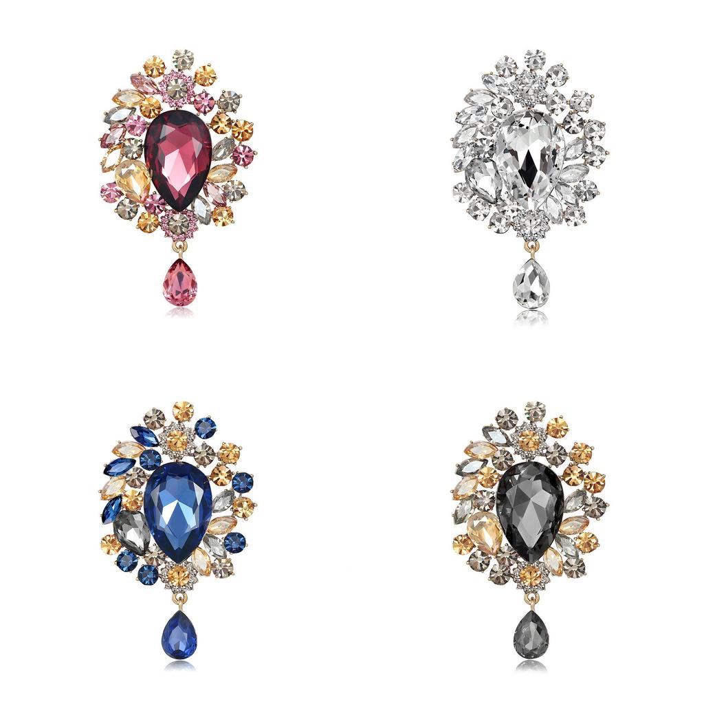 Classic Alloy Crystal Brooch Pin With Multifunctional Safety For Winter Fashion Gift