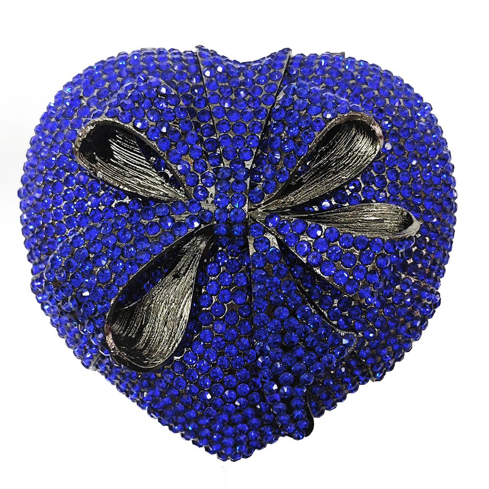 

New Heart-Shaped Bow Gift Box Evening Bag Crystal Purse For Luxury Women Rhinestone Clutch Wedding Bridal Clutches Diamond Bags 12.5cmX12cmX6cm