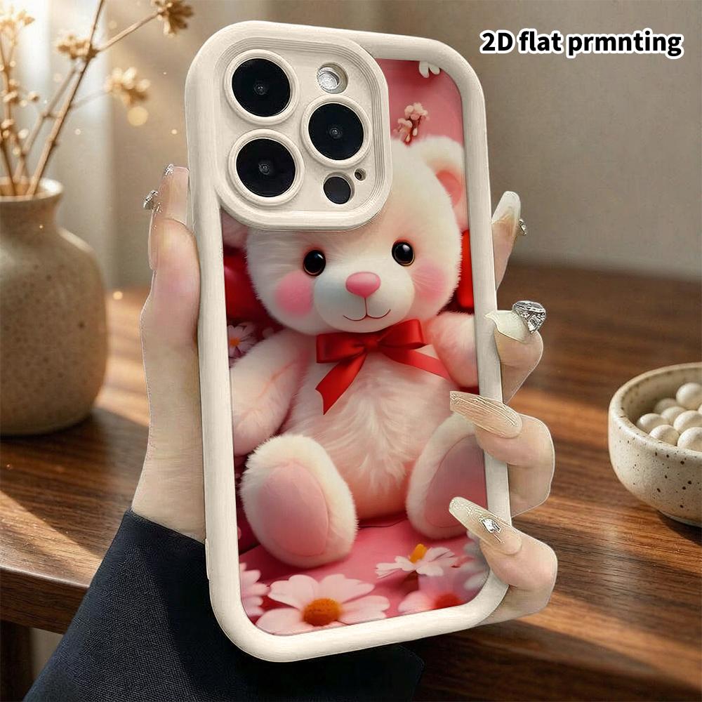 Phone case: 2D flat, suitable for iPhone 18 17 16 15 14 13 Pro protective case, plush little bear, perfect Christmas and Halloween holiday gift