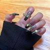 Dark Black Star French Fake Nails Women DIY Manicure Kit Tool for Professional Salon Daily Use