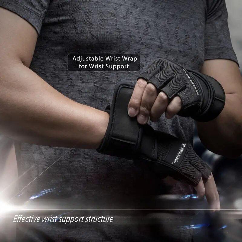 Rękawice Fitness z Podparciem Nadgarstka do Treningu Siłowego i Pompki Rękawice Siłowniane z Odkrytymi Palcami Odpowiednie dla Mężczyzn i Kobiet