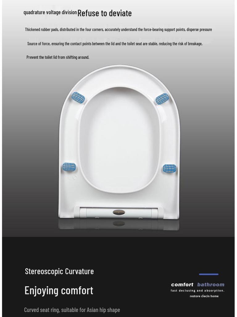 One-Button Quick-Release Soft-Close Thickened U-Shaped Toilet Seat