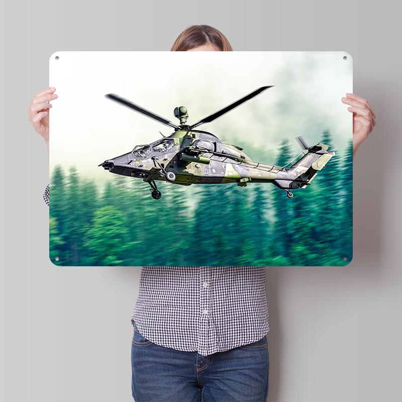 Attack Helicopter D Printed Texture Poster Personalized Wall Art Retro Metal Tin Signs for Home Decoration Garage Decorations
