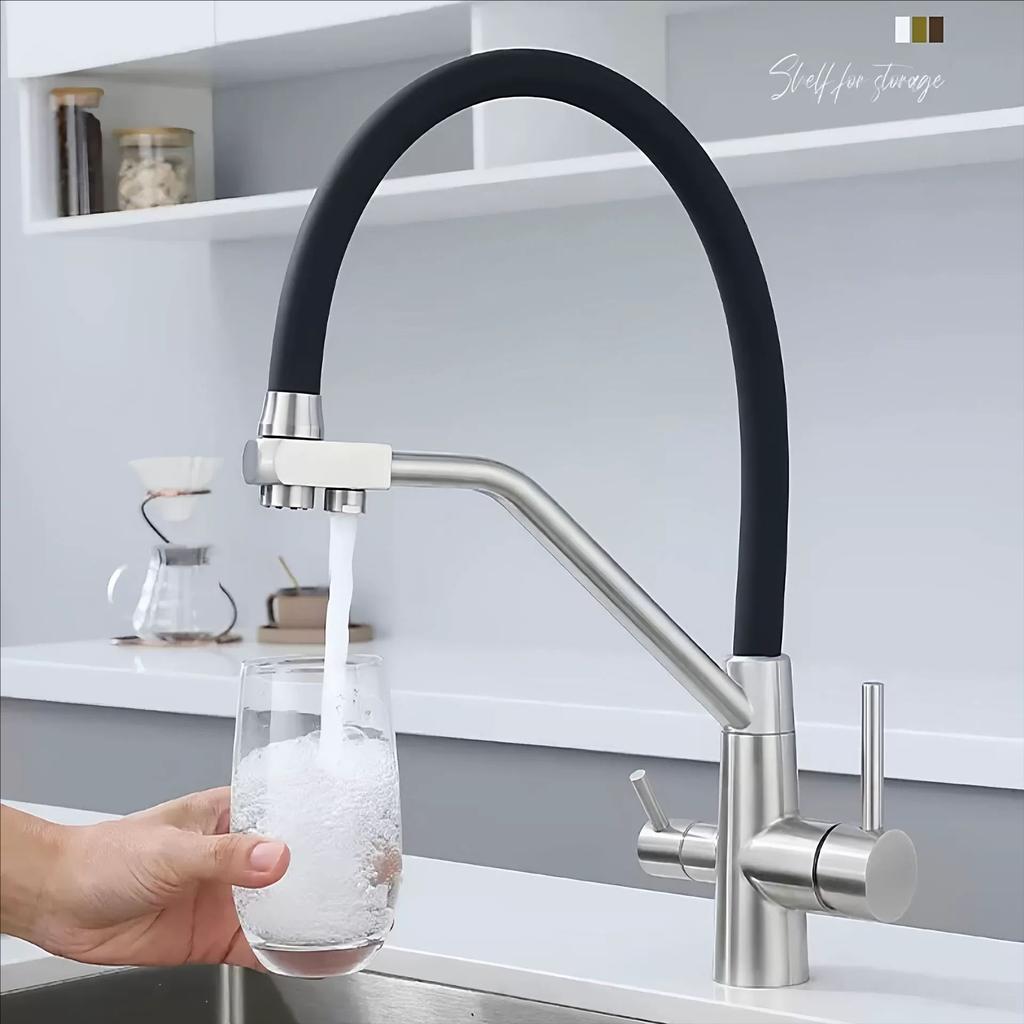 3 in 1 Kitchen Faucet Pure 360 Rotation sink Crane Handles Dual Water Functions Mode Filter Mixer Taps