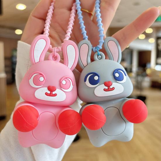 Keychain Pendant Cartoon Bear Panda Shape Stress Relief Fidget Pendant with Bead Chain Lanyard Keys Bags Decompression Toy