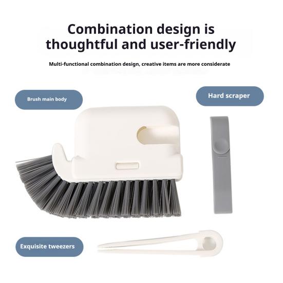 Window Track Cleaning Brush with Non-Slip Grip Sliding Door Window Sill Cleaning Scrubber 3 in 1 Groove Crevice Scrub Cleaning Tool