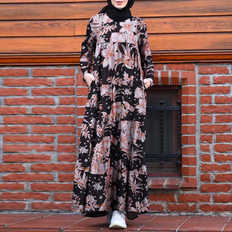 Buy Abaya Turkey Hijab Dress Women Vintage Floral Printed Maxi Sundress Summer  Long Sleeve Kaftan Muslim Vestido at affordable prices  free shipping,  real reviews with photos  Joom