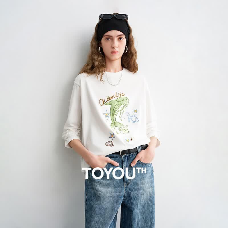 Chuyu Women s Printed Long Sleeve Cotton Blend T-Shirt L