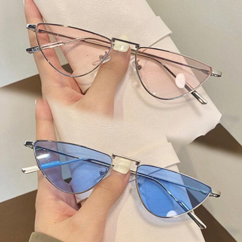 Vintage Korean Cat Eye Small Frame Sunglasses For Women Men Metal Fashion Multicolour Eyeglasses Outdoor UV Protection Shades Sunglasses