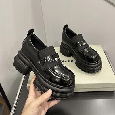 Shallow Loafers Women's Spring New Single Shoes British Style Jk Uniform Small Leather Shoes Thick-soled Inner Height-increasing Women's Shoes
