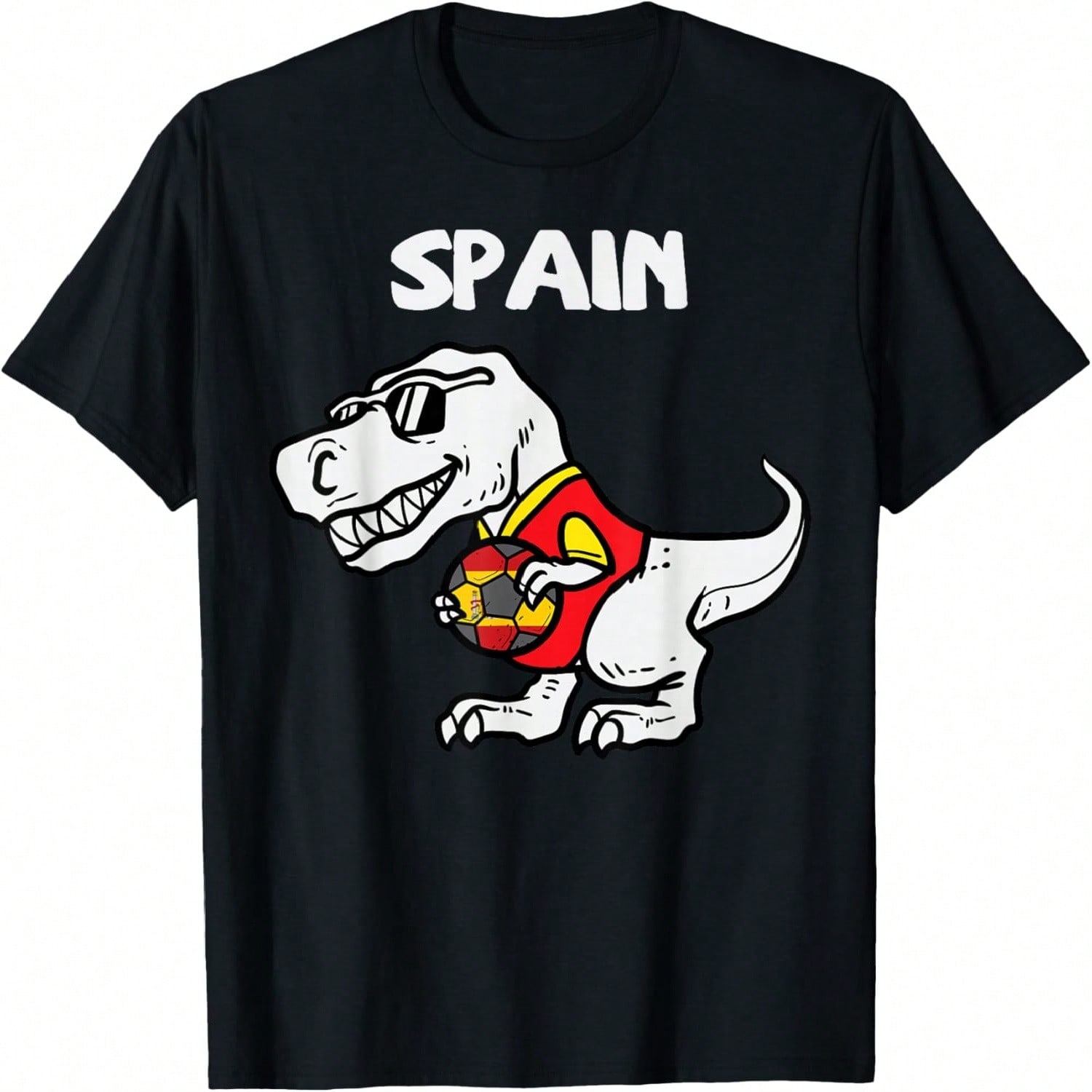 Spain Trex Dino Spanish Flag Soccer Fan Boys Kids Toddlers T-Shirt S