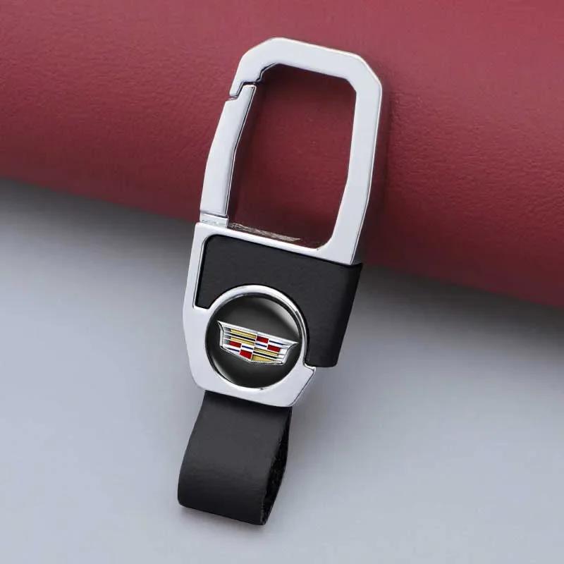 For Cadillac ATS BLS CT4 CT5 CTS EXT SLR SLS SRX XLR XT5 XT6 XTS ESCALADE 2025 New Car Logo Key Rings Leather Keychain Holder