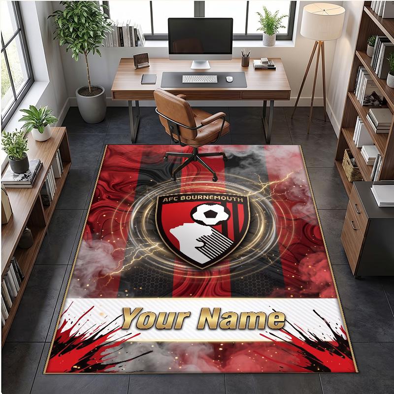 Crystal Velvet Rug Bournemouth Football Print Custom Name Text Floor Mat Home Decor