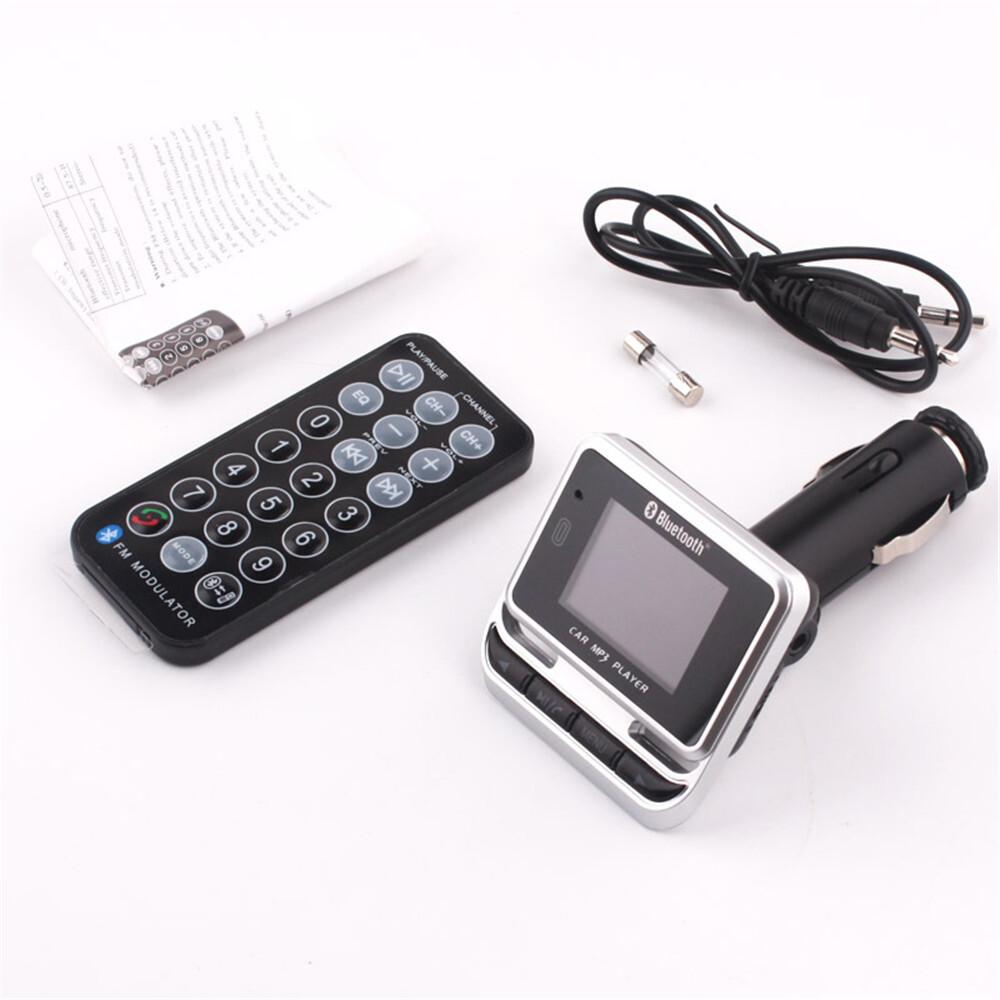 1.4" LCD Car FM Transmitter MP3 Player Bluetooth 5.0 Hands-Free Aux Kit + Remote