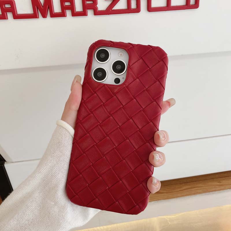 Luxury Braided Pattern Leather Cover for IPhone 17 16 15 14 13 Pro Max 16Pro 15Promax Soft Silicone Shockproof Back Case Caque