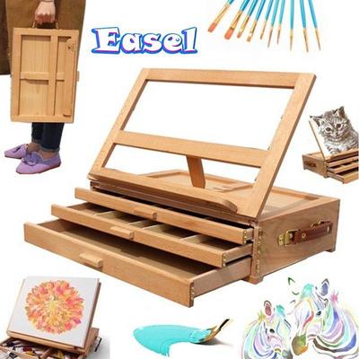 Skládací stojan Přenosný 1vrstvý zásuvkový buk Stolní stojan Burlywood Sketch Box Krabice na barvy