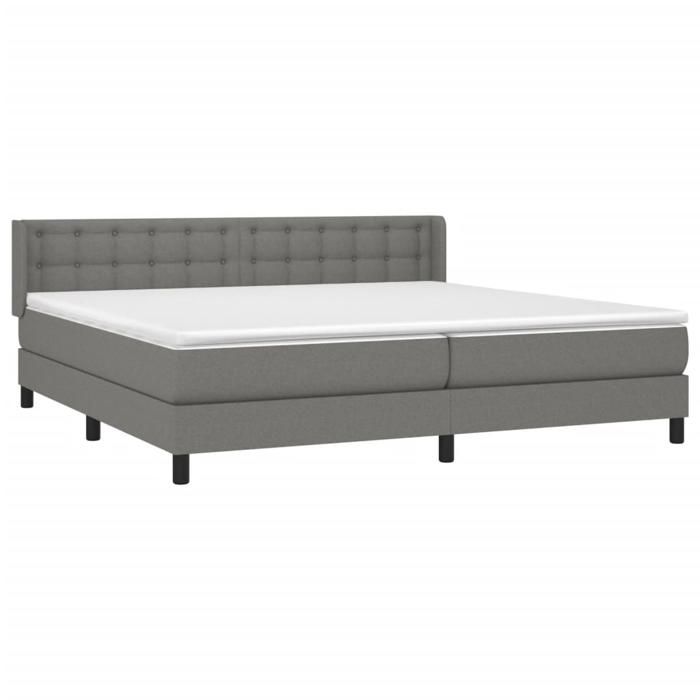 3130058 vidaXL Divan Bed with Mattress Dark Grey 200x200cm Fabric