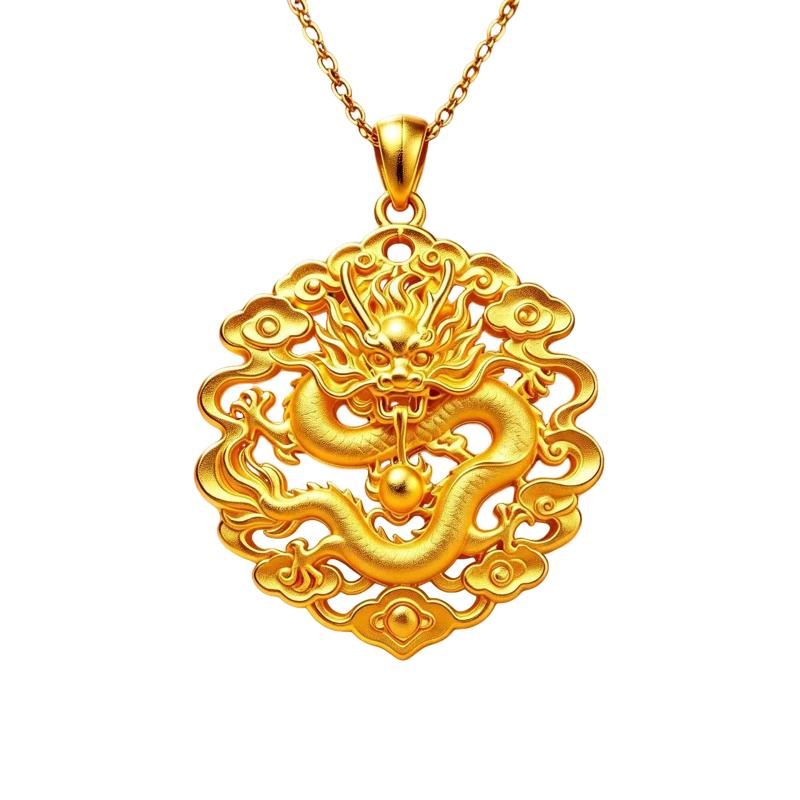 Traditional Chinese Style Gold Pendant 3D Embossed Matte Finish Auspicious Designs For Daily Wear Gifting Jewelry Collection