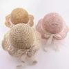 Cute Fashion Summer Children's Straw Hat Girls Breathable Lace Cap Bow Beach Sun Hat Wide Brim Kids Princess Travel Sunshade Hat