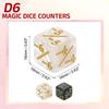 Uxcell 48-Piece Magic Dice Counter Acrylic D6 Life Token Dice Set with Standard Card Game Accessory Pouch, White Marble and Black Marble