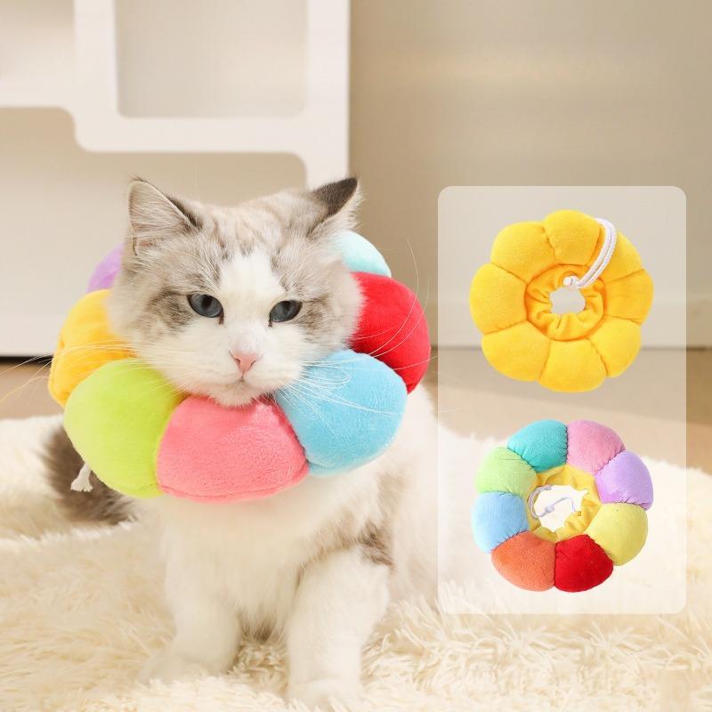 Collare Elisabettiano per Animali Gatto Postoperatorio Morbido a Forma di Girasole Cotone Collare per Animali Gatto Cucciolo Anello per il Collo Animale Sterilizzato Morbido Copricapo