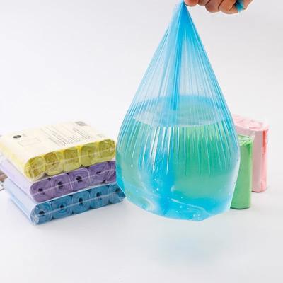 Saco de lixo descartável para limpeza doméstica, 300 a 500 unidades, sacos de lixo para armazenamento de cozinha, cores mistas, saco plástico grosso