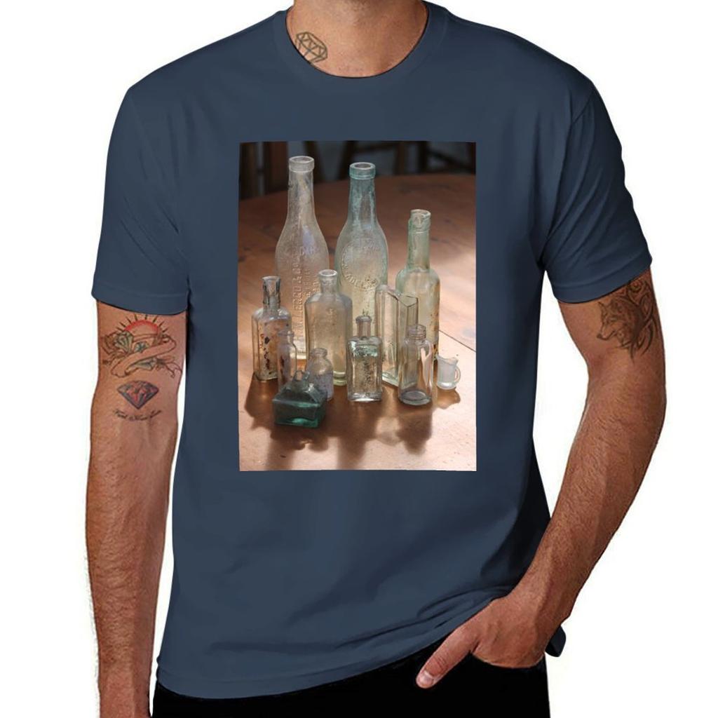 Old Bottles Tshirt Minimal Art Print Tshirt