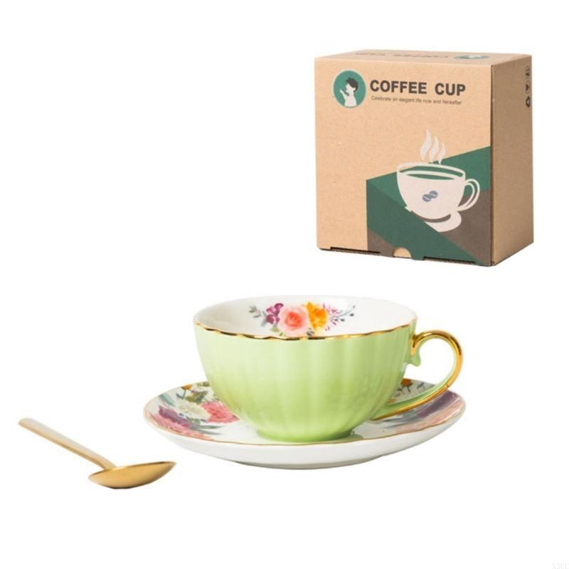 

Elegant European Coffee Cup Elegant New Bone China Coffee Cup Set for Afternoon Teas Vintage Flower Pattern Cup X3UC