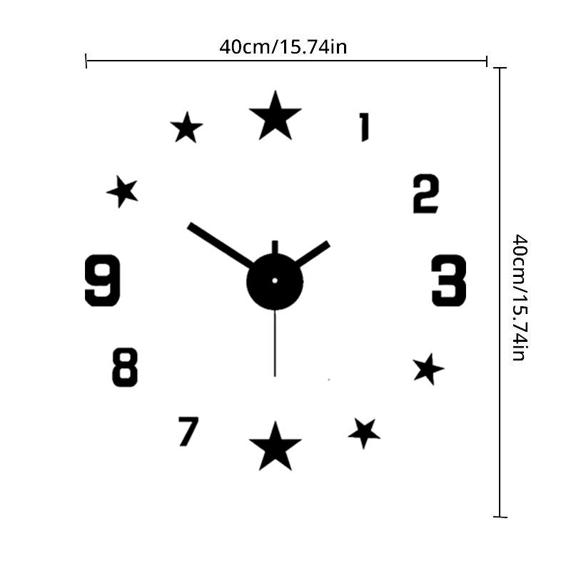 1pc 40cm Black Star Mute DIY Clock ,For Living Room, Bedroom, Desk Wall Mounted Clock Home Furnishings