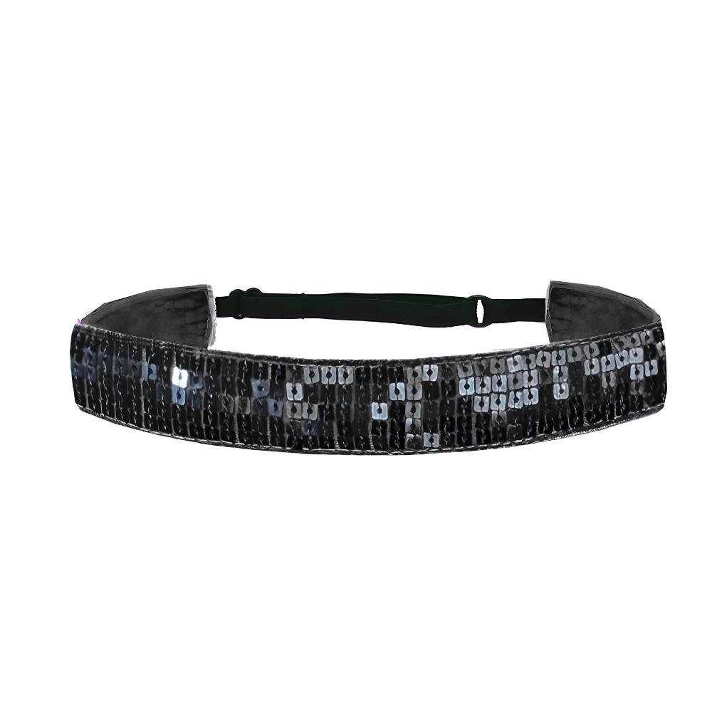 

1PC Women Sequin Headband Multiple Colors Anti-slip Elastic Adjustable Hairband for Sports Yoga чёрный