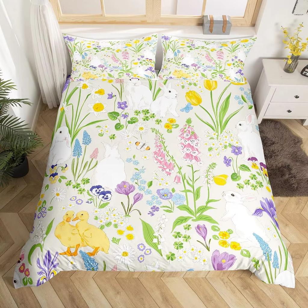 Colorful Easter Egg Down Comforter Set Bedding Set 3-piece Duvet Cover Set