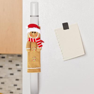 2 Pièces Noël Poignées de Réfrigérateur Housse Homme en Pain d'Épices Housse de Poignée d'Armoire Décoration d'Appareils de Cuisine pour Réfrigérateur Micro-ondes Lave-vaisselle
