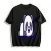 Cute Lying Panda Print Casual T-Shirt Unisex Versatile Crewneck Top Pure Cotton T-shirt