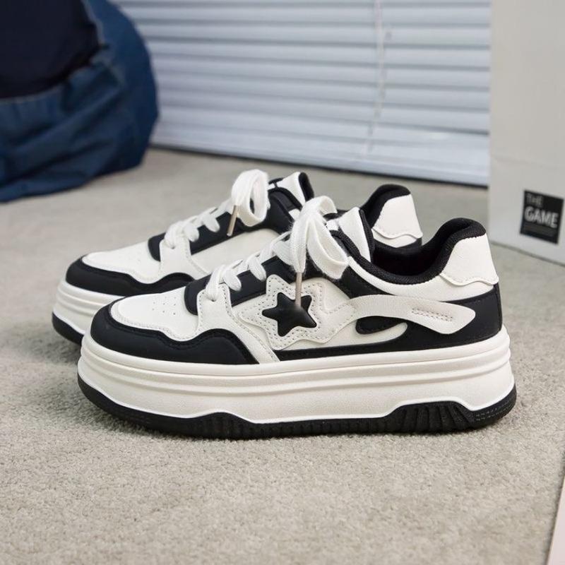 Thick-soled Color-matching Star Board Shoes Autumn New Versatile Lace-up Little White Shoes INS Trendy Student Casual Shoes