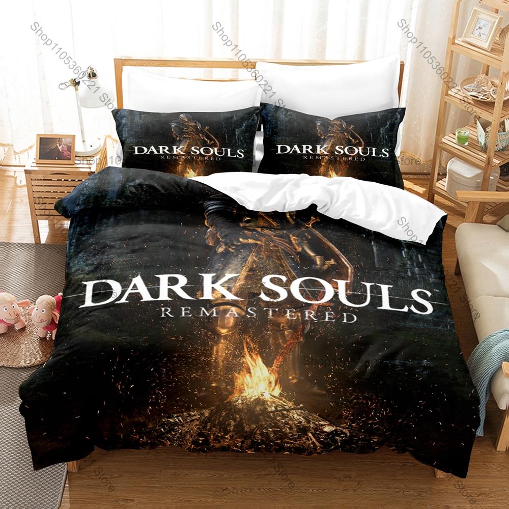 Cool D-Dark Souls Bonfire Undead Knight Soul of Cinder Ornstein Smough Gothic Castle Duvet Cover 2 Pillowcases Game 3pcs Bedding