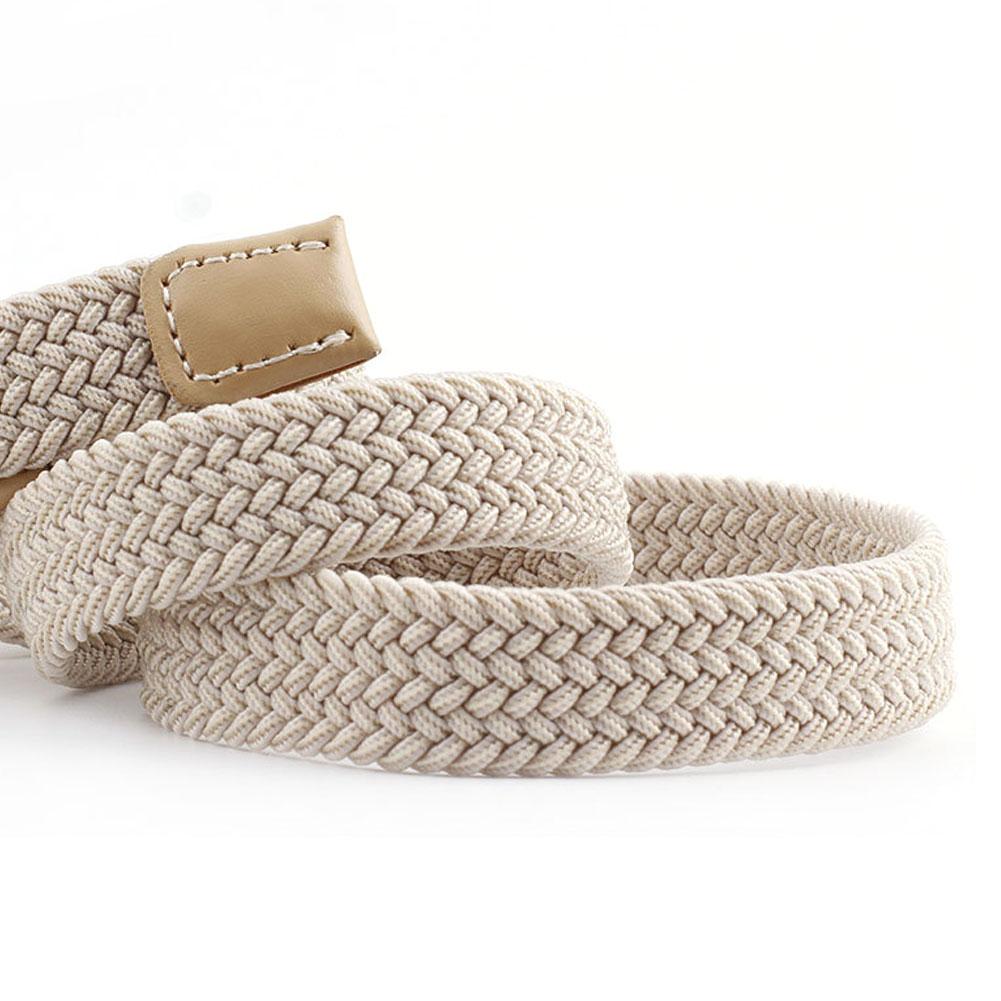 Men Women Casual Knitted Pin Buckle Belt Woven Canvas Elastic Expandable Braided Stretch Belts Plain Webbing Strap