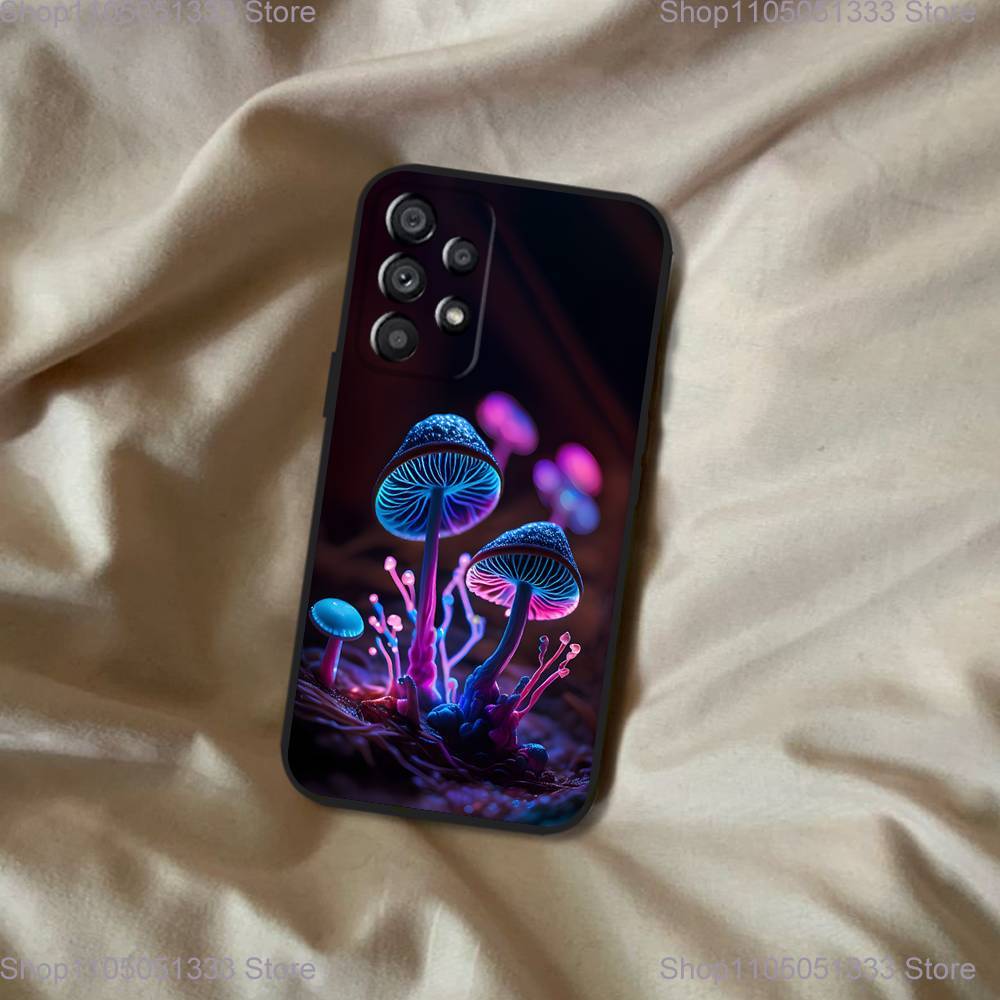 Trippy Art Mushroom Phone Case For Samsung Galaxy A20,A21s,A22,A31,A32,A52,A53,A72,73,A80 Soft Black Cover