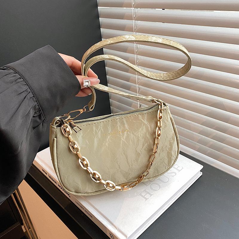 

Нишевая дизайнерская сумка женская 2025 осень новая трендовая линия красивая персонализированная сумка-мессенджер на плечо с цепочкой маленькая квадратная сумка зелёный