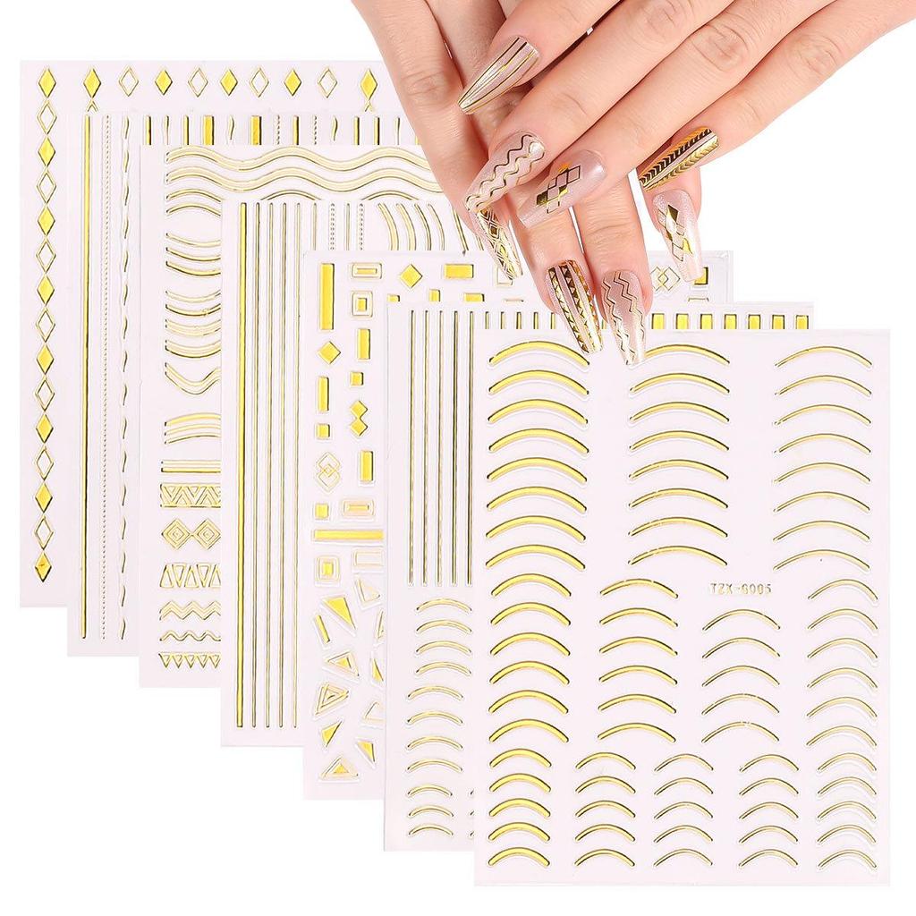 Gold 3D Self-Adhesive Full Cover Nail Stickers for Kids - Wearable Manicure Decals