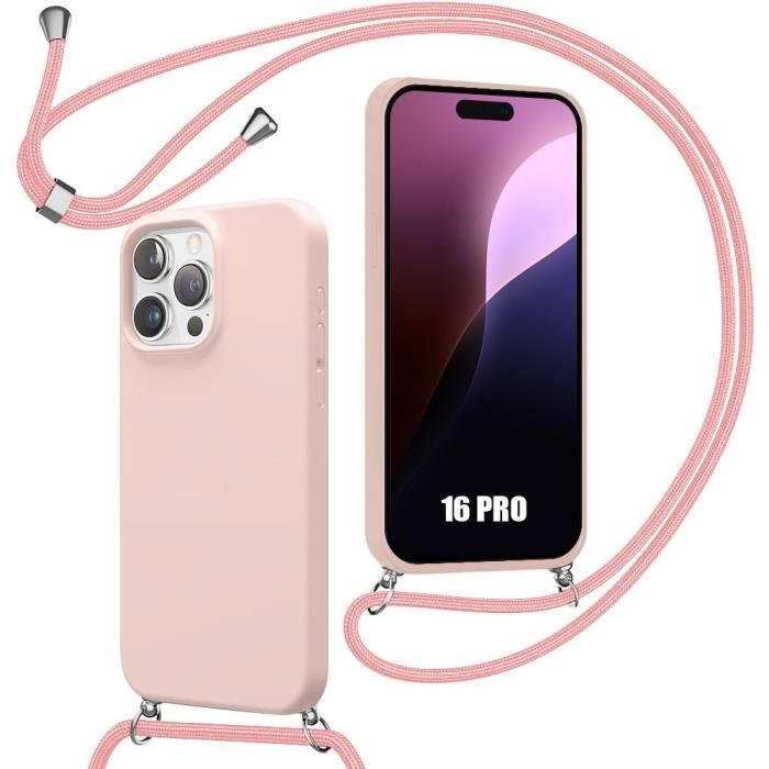 Coque - BOOLING - pour iPhone 16 Pro - Protection Antichoc - Cordon de Transport - Silicone
