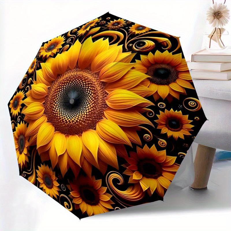 1pc Sunflower Mandala Automatic Open/Close Umbrella, Portable Folding Umbrella for Everyday Use Yy250826075