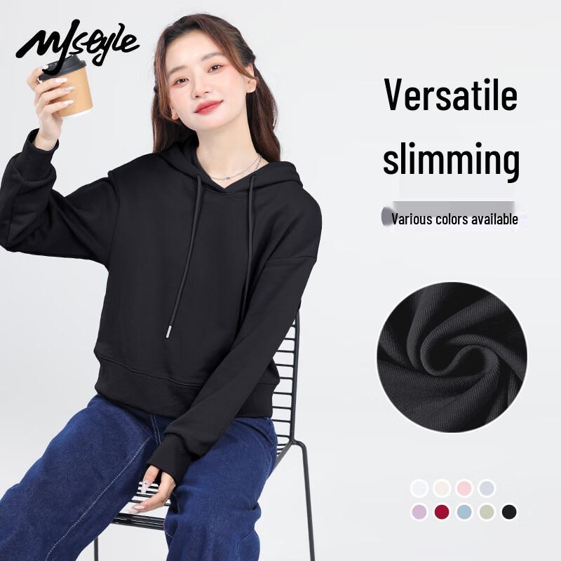 MJ STYLE Women s Short Hooded Sweatshirt M