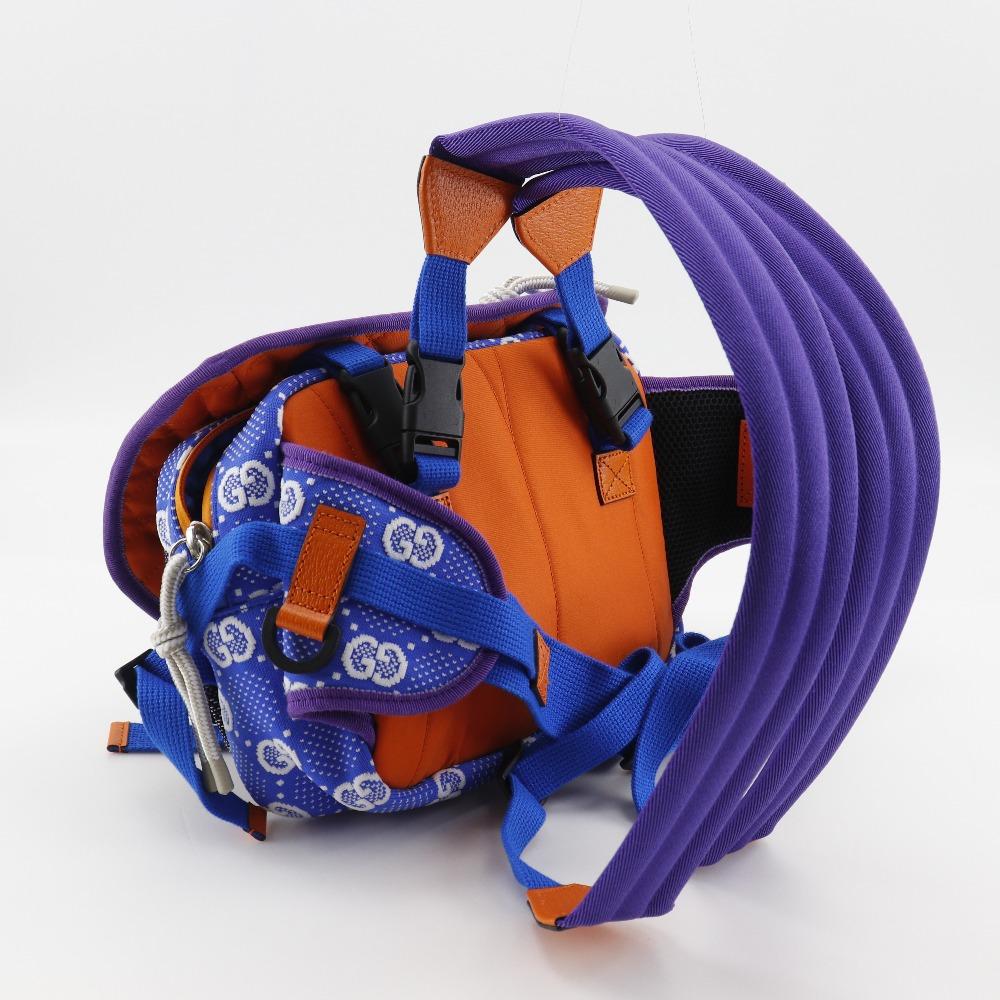 GUCCI GG small bag Backpack Daypack 752100 2WAY waist bag Blue / purple Nylon unisex Used