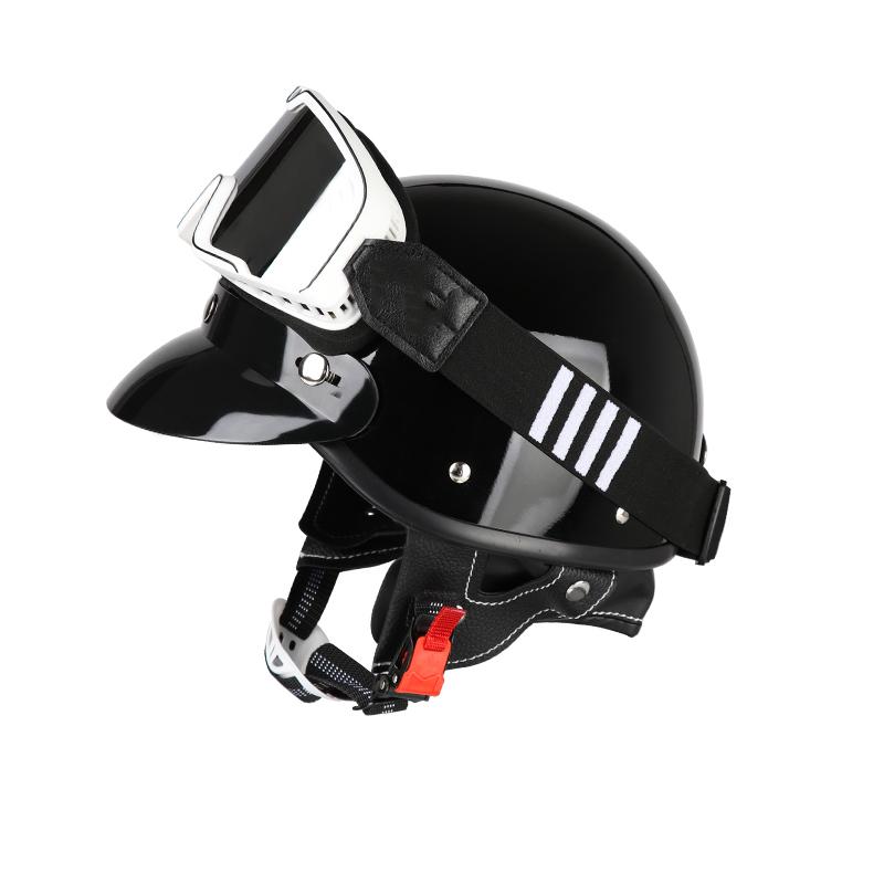 

Яркий черный летний мотоциклетный полушлем, сертифицированный 3C, защита в стиле ретро для байкеров XXL