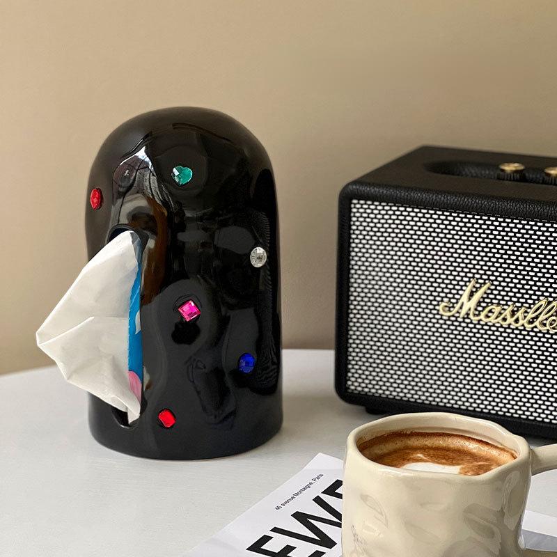 Creative Tissue Box Paper Towel Holder Napkin Drawer Ceramic Drawer Box Tissue Holder Living Room Decoration Ornaments