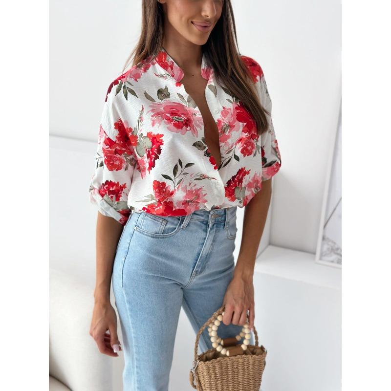 BITCED Women's Fashion Casual Short Sleeve POLO Neck Blouses & Shirts