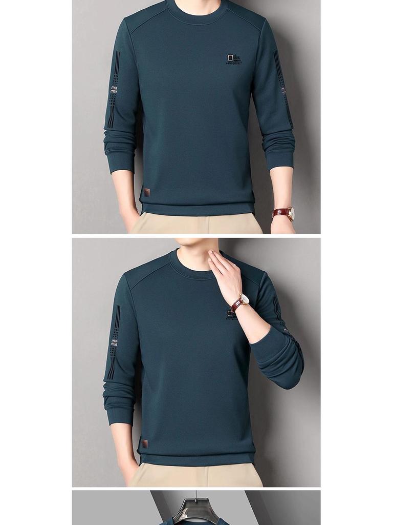 Woodpecker Men's Fleece-Lined Long Sleeve Sweatshirt - Warm Autumn/Winter Round Neck Top