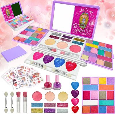 Make-up-Set für Mädchen, Make-up-Set, Kosmetikset, Spielzeug, Rollenspiel, Zusatzstofffrei, , , Kommt mit Make-up-Koffer für Mädchen (Helles Lila)